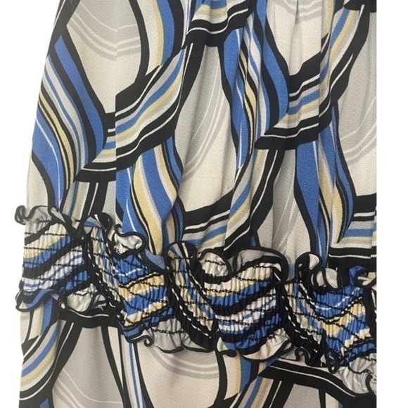 Lane Bryant high waisted smocked blouse in blues and black. Size 14/16 - Picture 3 of 4